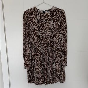 Zara Leopard Print Long Sleeve Dress